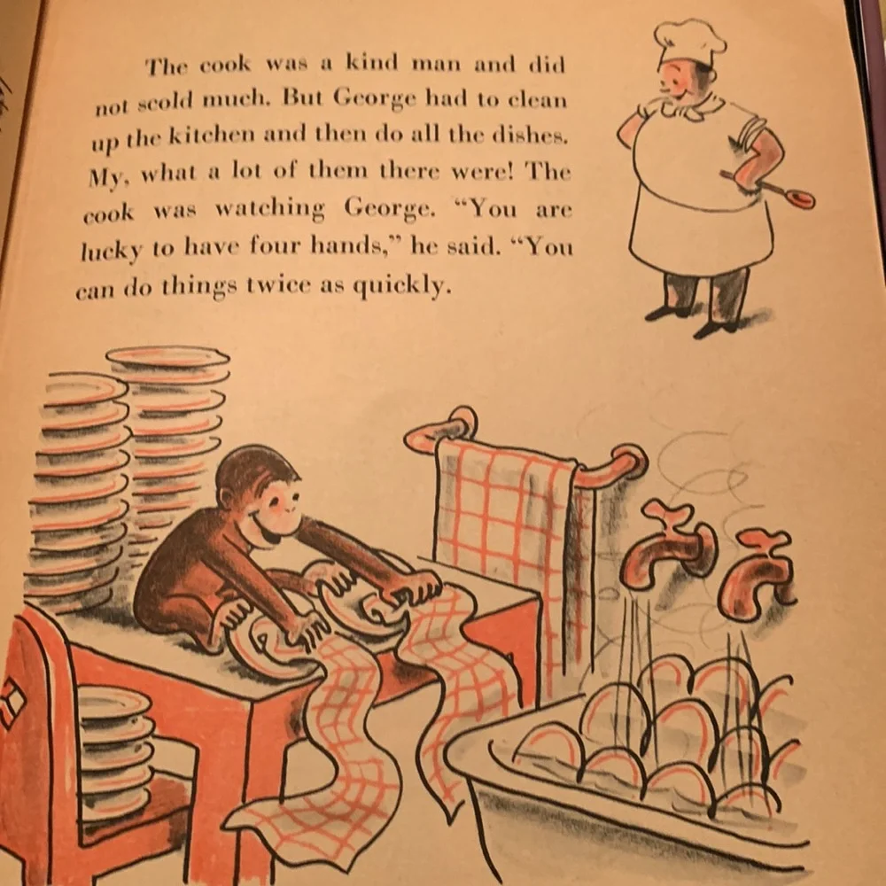 Curious George Takes a Job Vintage picture book H.A. Rey 1969 edition scholastic